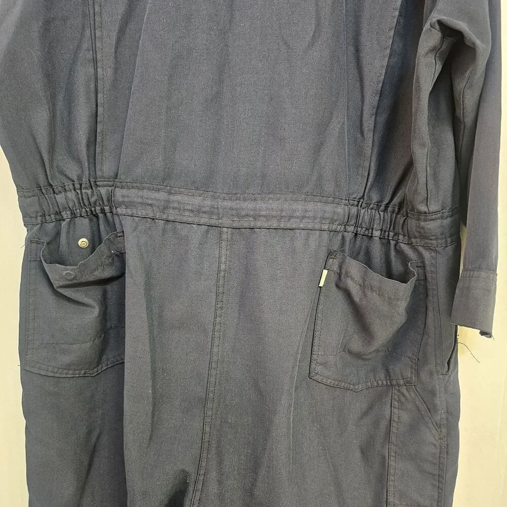 Vintage Lion Apparel Navy Coverall Made In USA Size XXLS Work Wear Mechanic W497